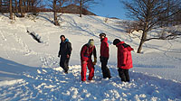 テント設営のために雪ならし